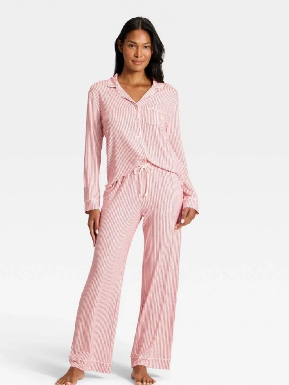 Auden Red Striped Long-Sleeve Pajama Set L NWOT - Picture 2 of 4
